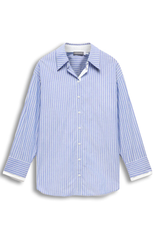 Blue Striped Block Panel Shirt
