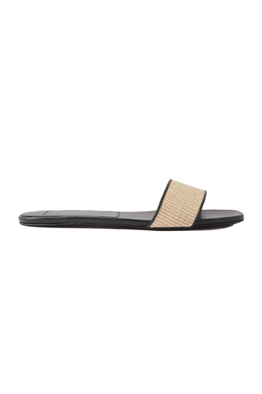 Hades Leather-trimmed Raffia Slides