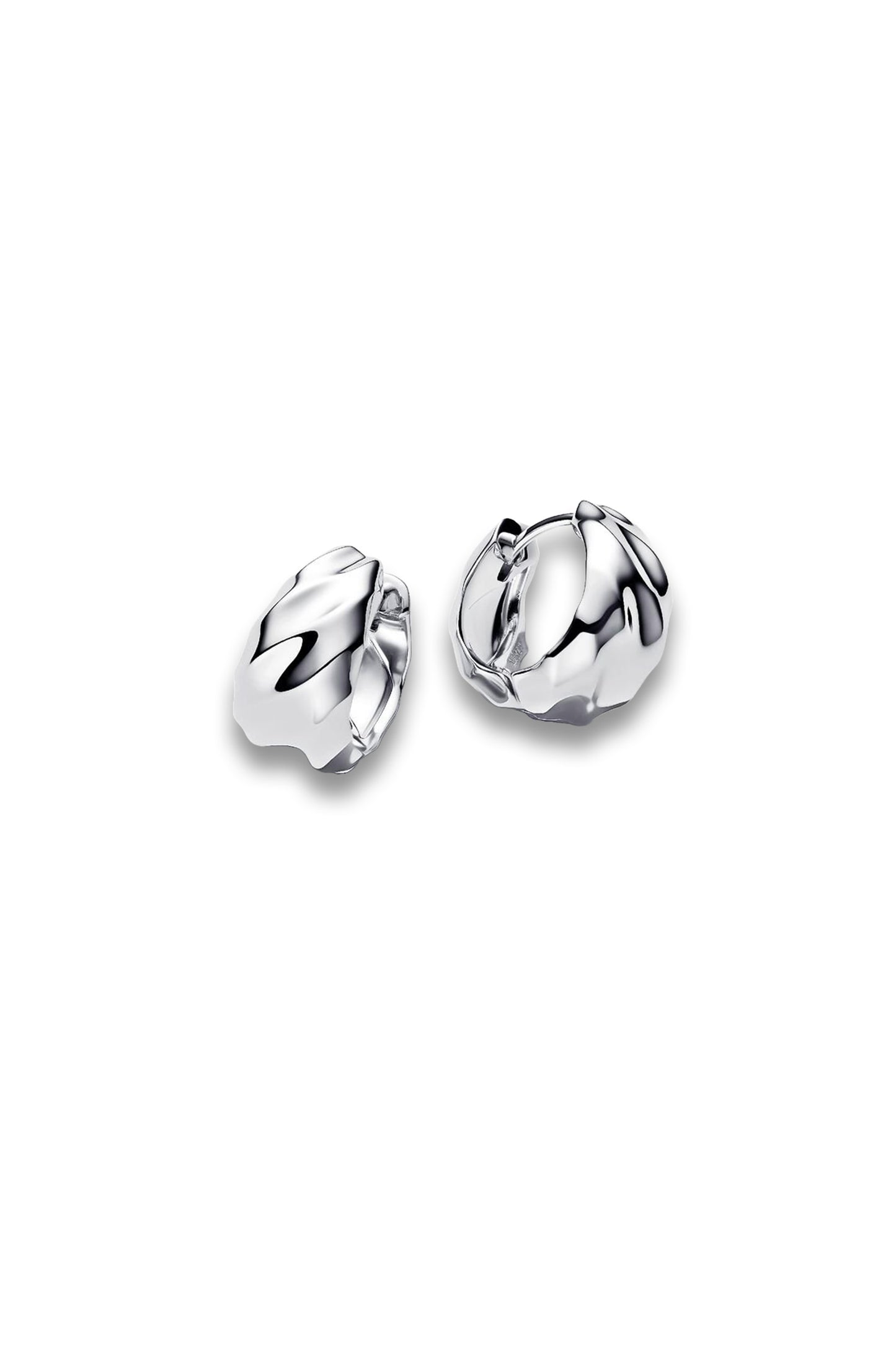 Rippled Small Hoop Earrings Sterling Silver