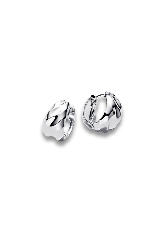 Rippled Small Hoop Earrings Sterling Silver