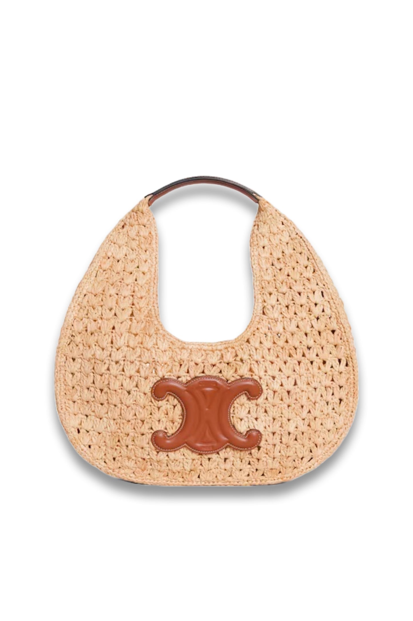 Celine Classic Panier Hobo Bag in Raffia and Calfskin