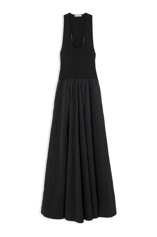 Ribbed-knit And Poplin Maxi Dress