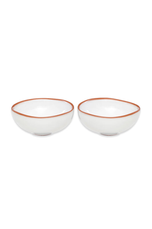 Set of 2 White Glazed Terracotta Mini Bowls