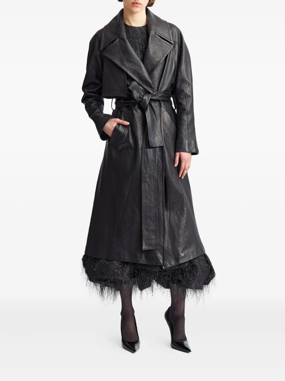 Palmi Belted Leather Coat