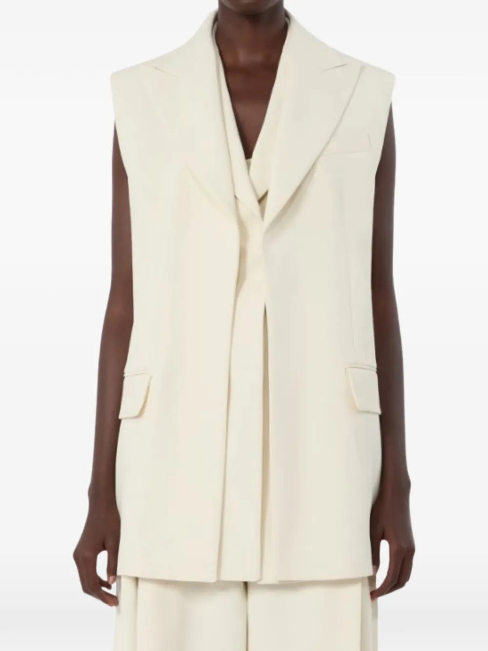 Sleeveless Stretch Viscose Two-Piece Blazer