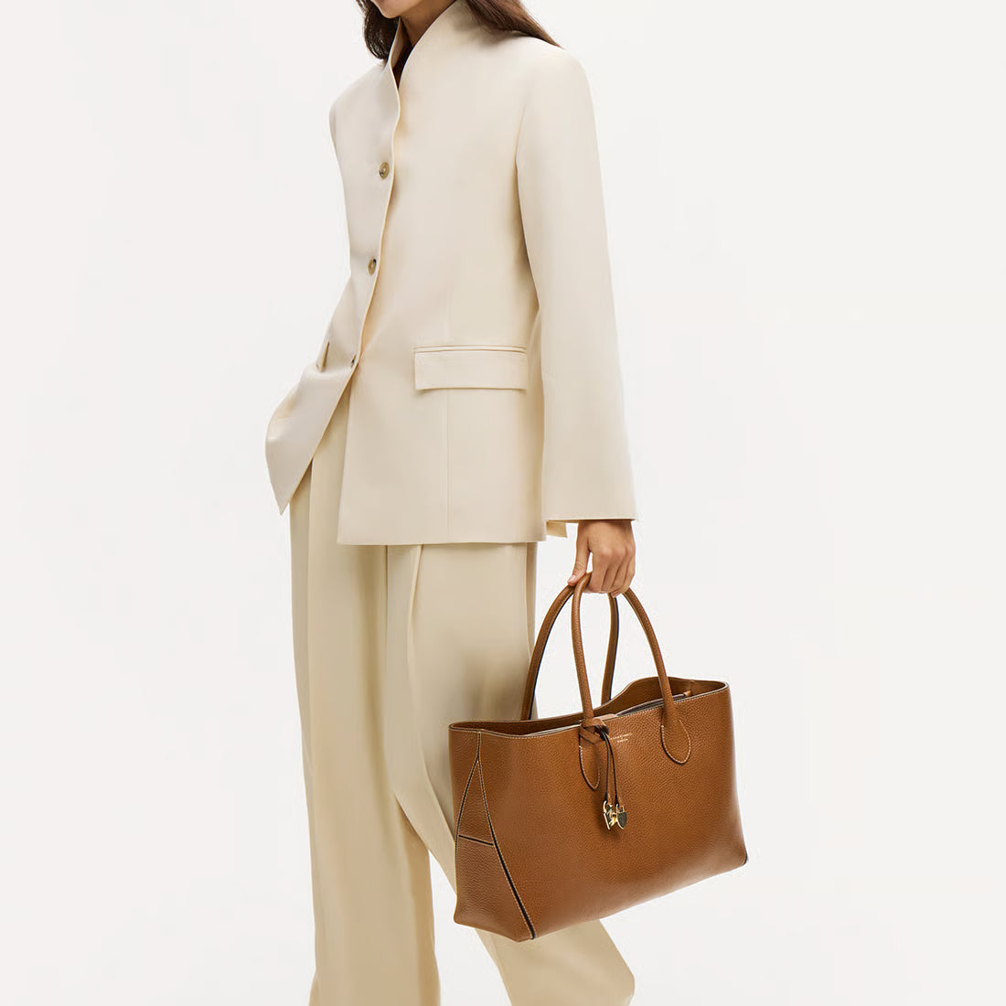 London Tote in Tan Pebble