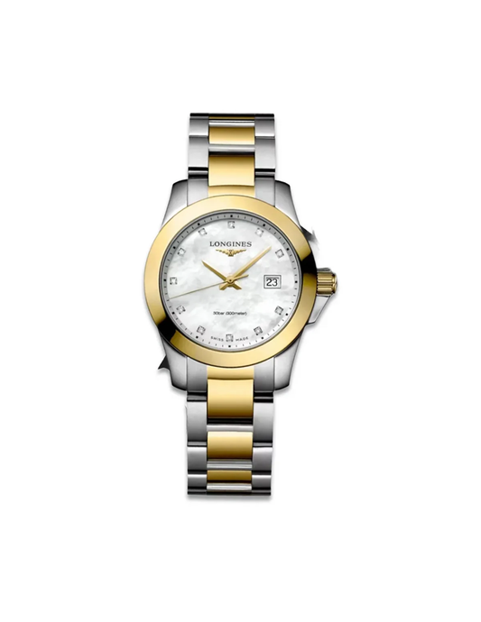Conquest With Pearl Dial & Stainless Steel Yellow PVD Strap