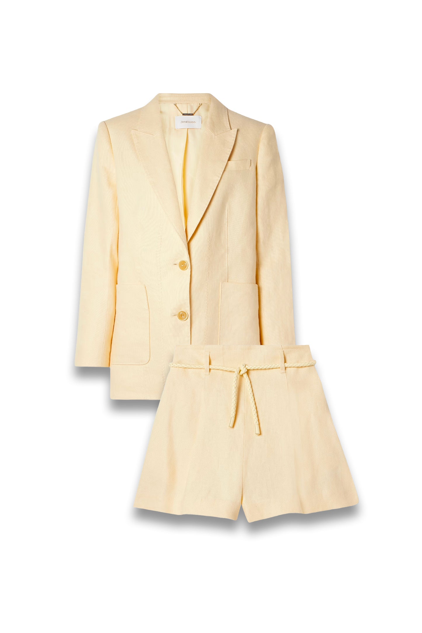 Illuminate Belted Pleated Linen Shorts and Blazer Set