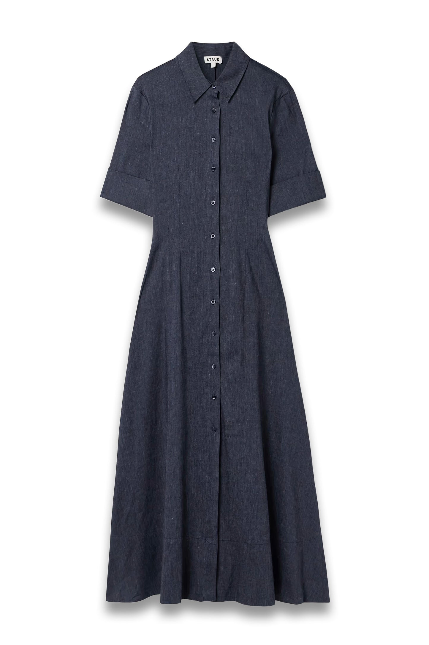 Joan Linen-Blend Chambray Midi Shirt Dress