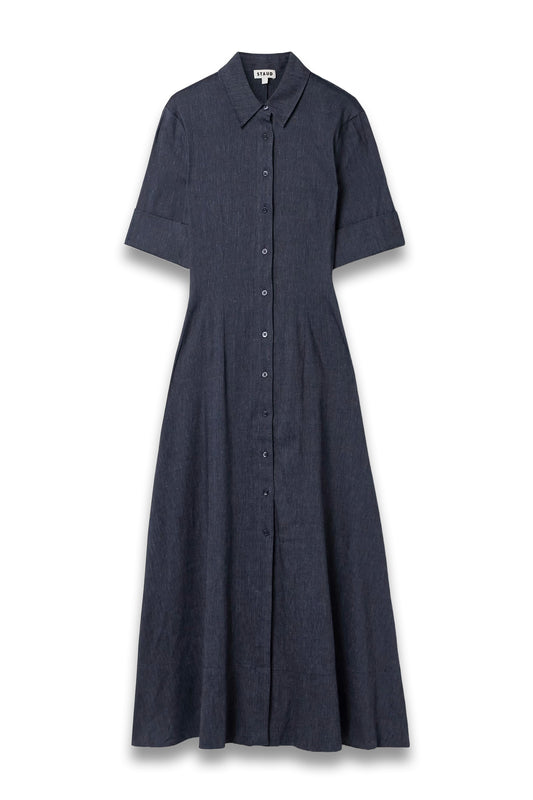 Joan Linen-Blend Chambray Midi Shirt Dress