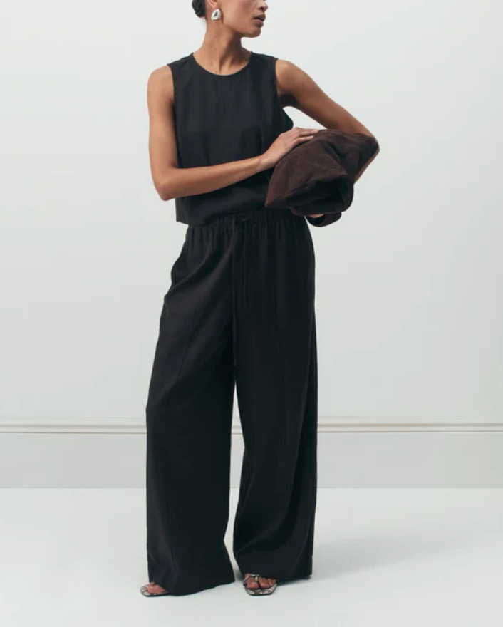 Linen Blend Petunia Wide Leg Trousers
