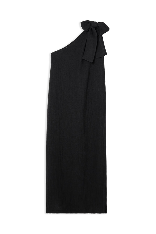 + NET SUSTAIN One-shoulder Linen-blend Gauze Maxi Dress
