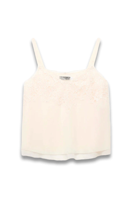 Cream Lace Trim Camisole Top