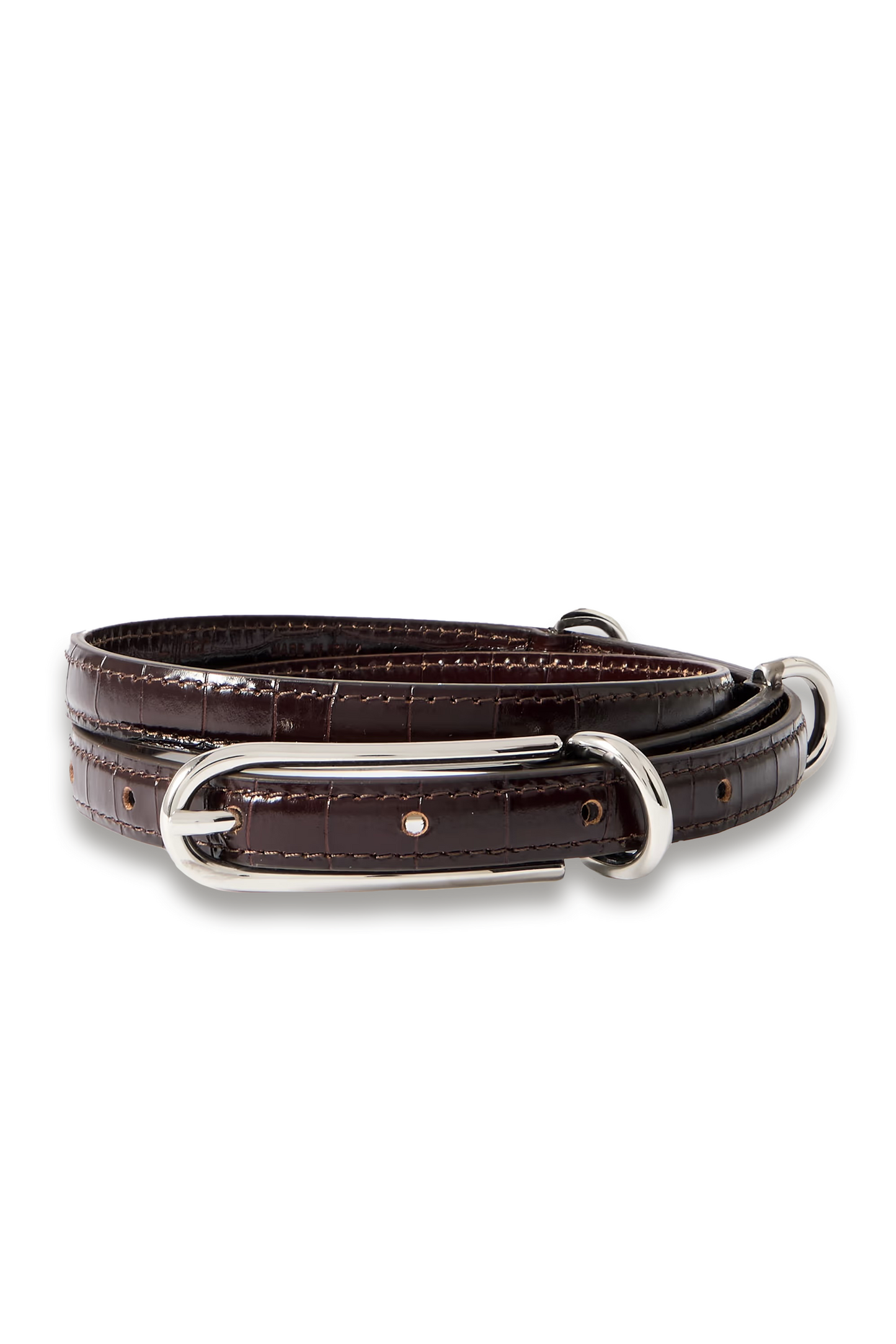 Three Keeper Croc-effect Leather Belt