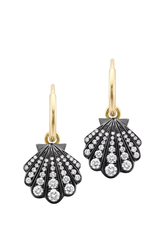 Beaches Mini Diamond Shell Gypset Hoop Earrings
