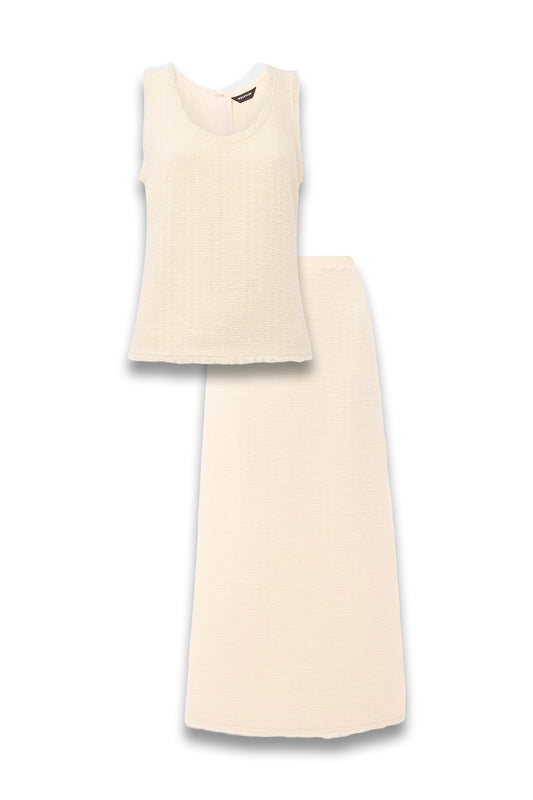 Ivory Lucie Boucle Tank & Pencil Midi Skirt