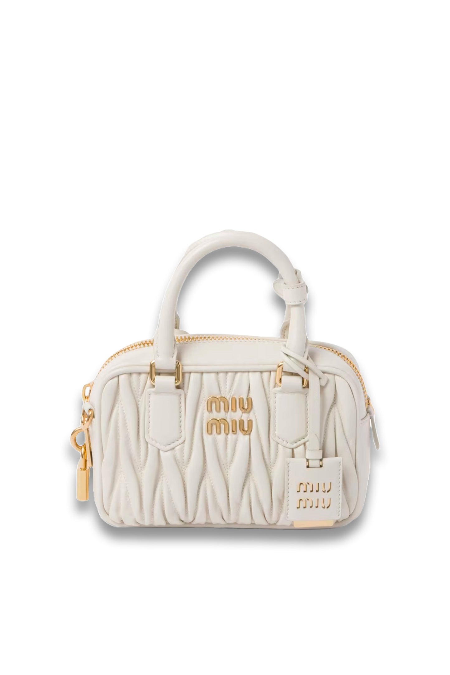 Small Leather Matelassé Arcadie Top-Handle Bag