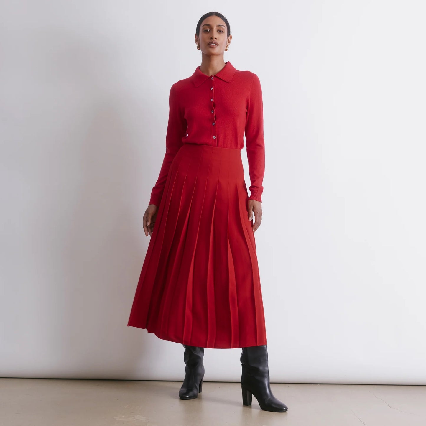 Red Pleated Skirt
