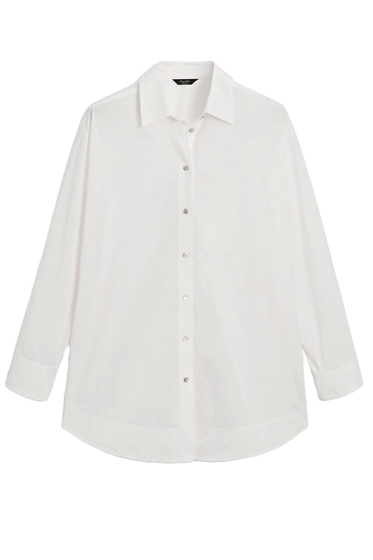 Cotton Poplin Oversize Blouse with Double Hem