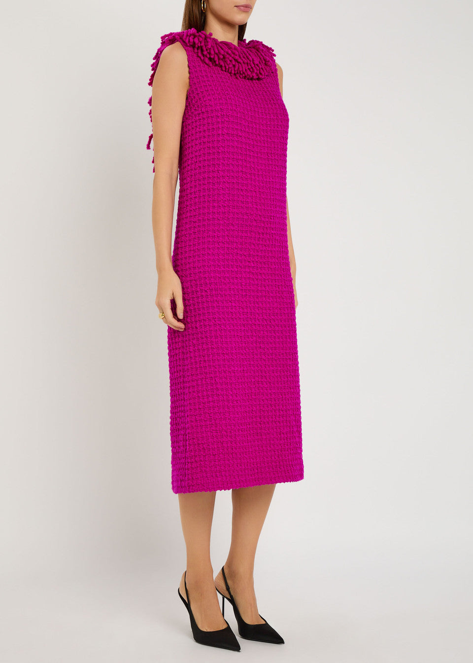 Monument Shaggy-knit Bouclé Midi Dress