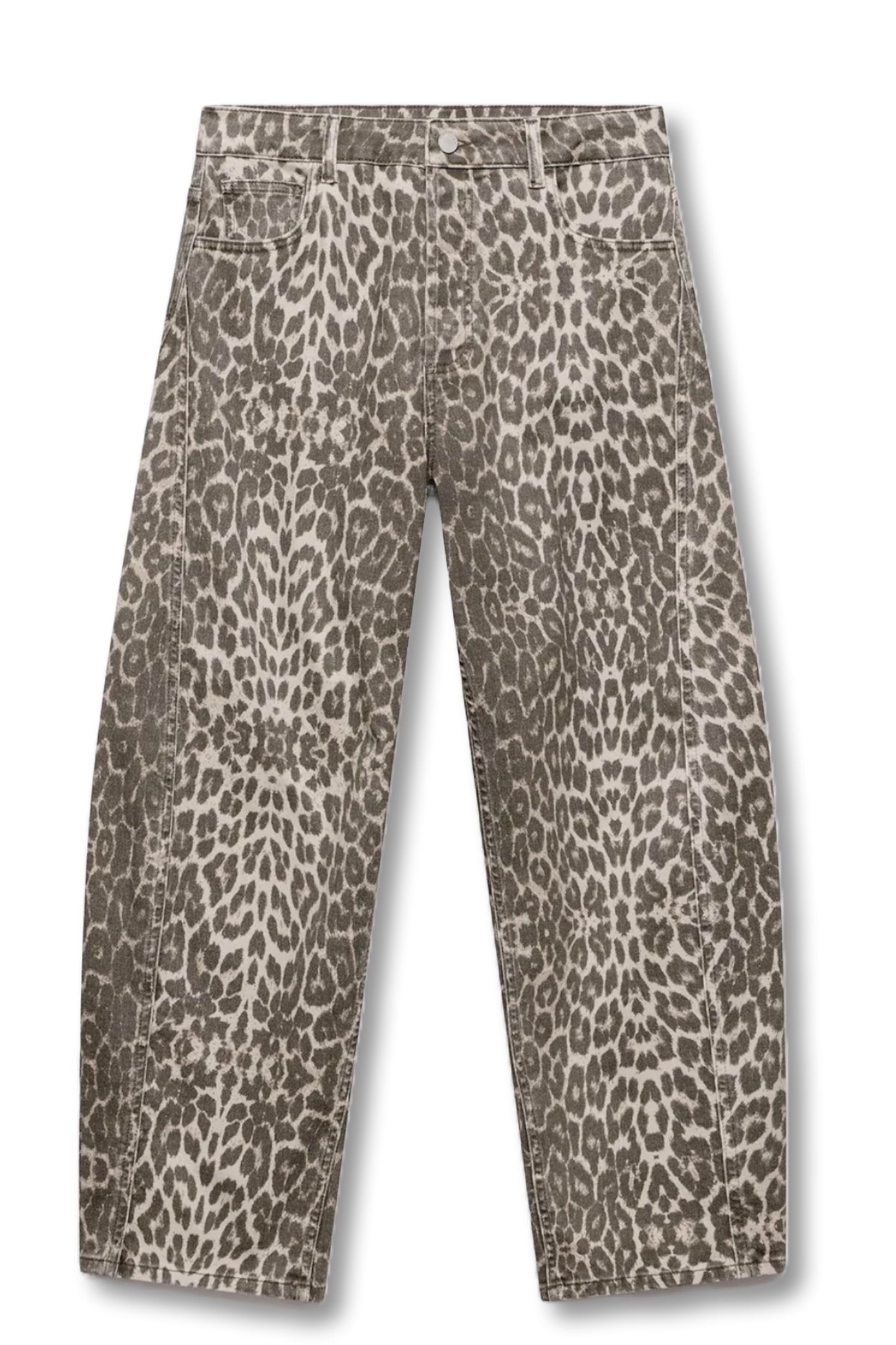 Leopard Print Tapered Jeans