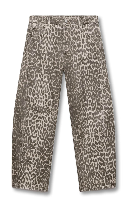 Leopard Print Tapered Jeans