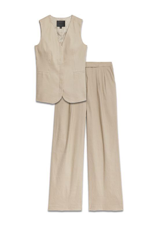 Linen Blend Relaxed Waistcoat and Trouser