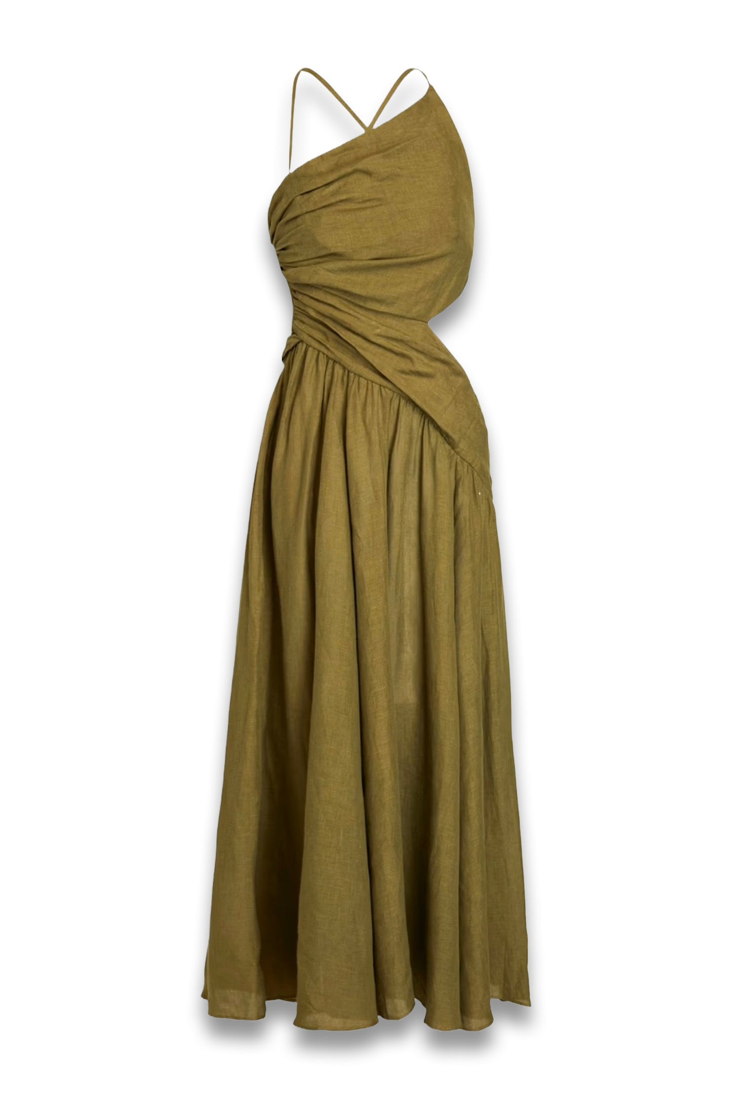 Cutout Linen Midi Dress