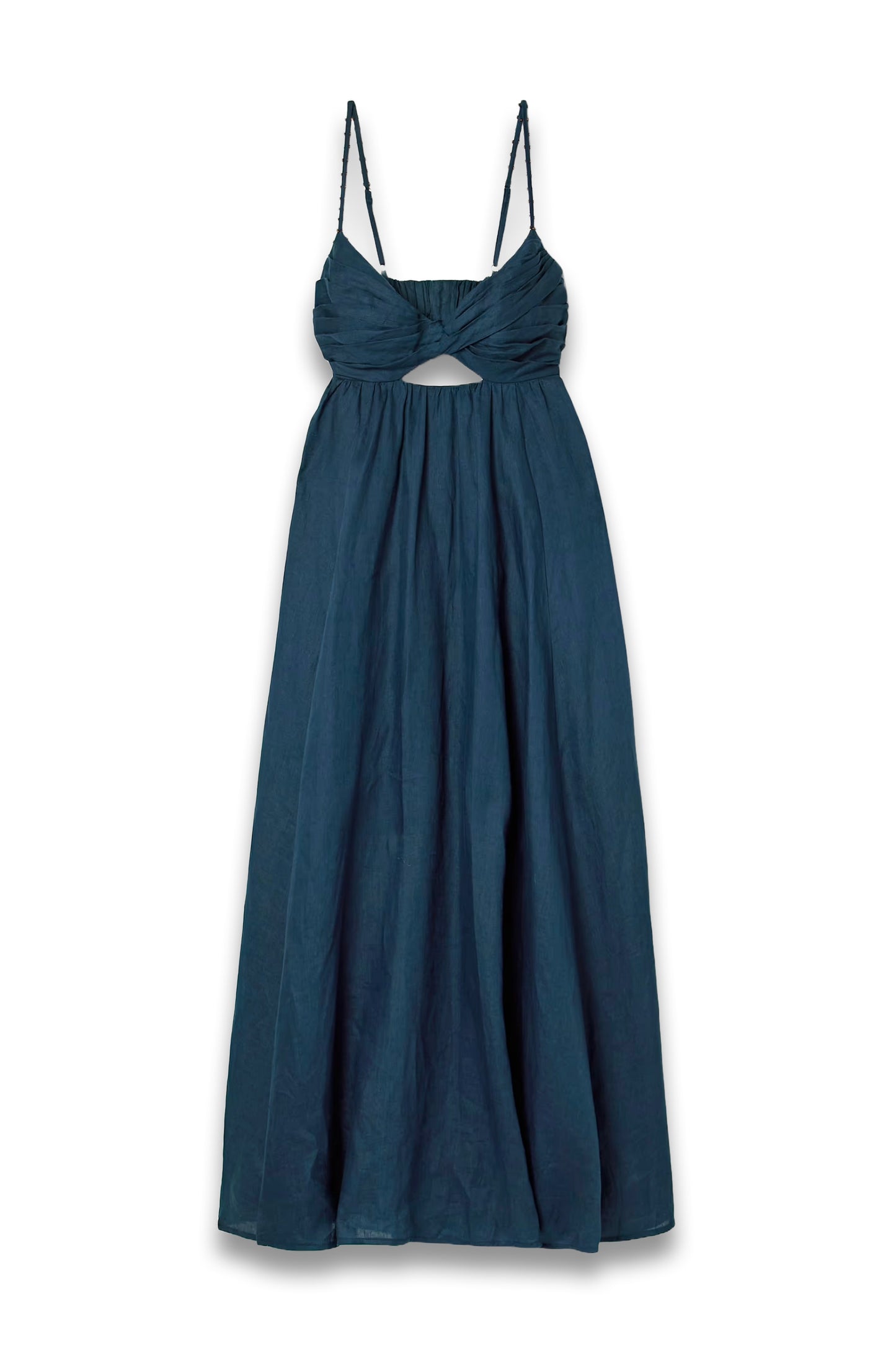 Ascension Bead-embellished Cutout Pleated Linen Midi Dress