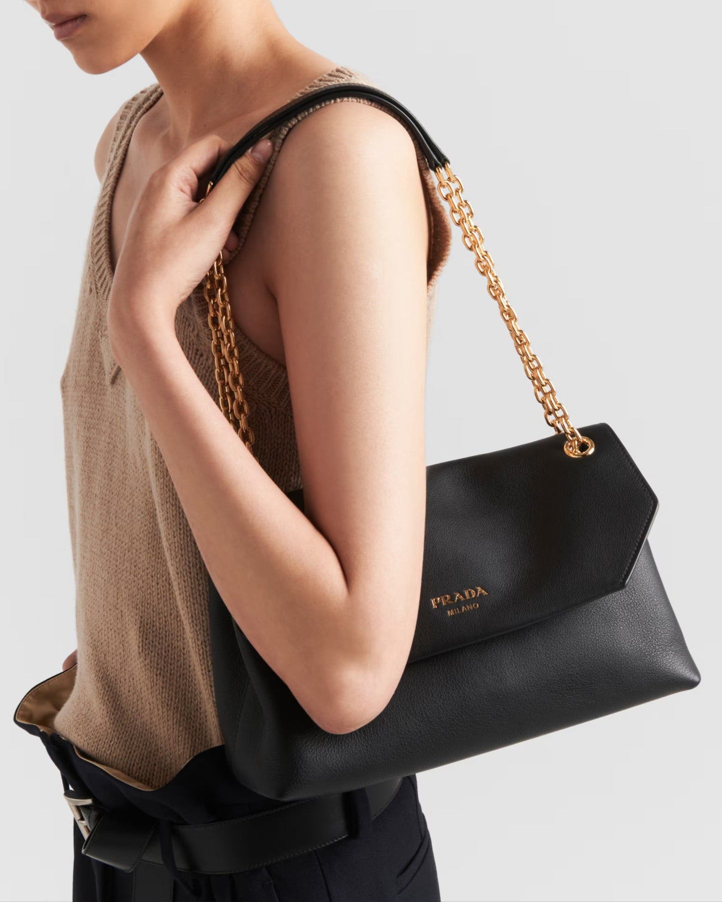 Prada Doux Medium Leather Shoulder Bag