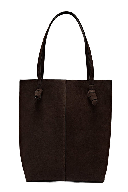 Split Leather Bag with Knots