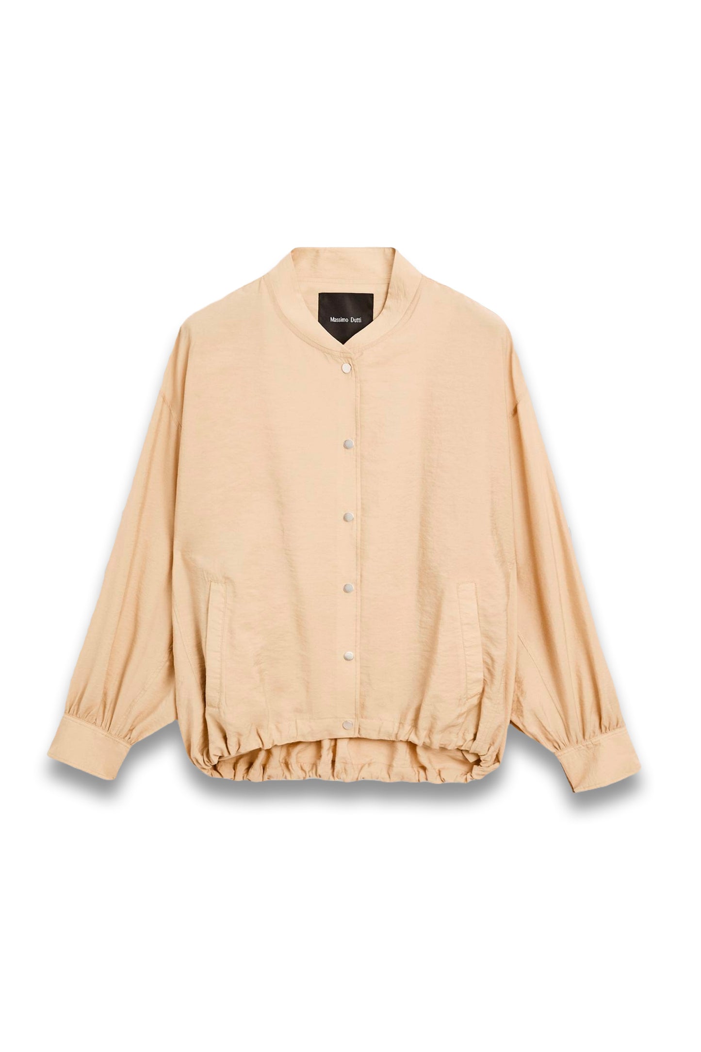 Loose-Fitting Bomber Jacket with Drawstring Detail