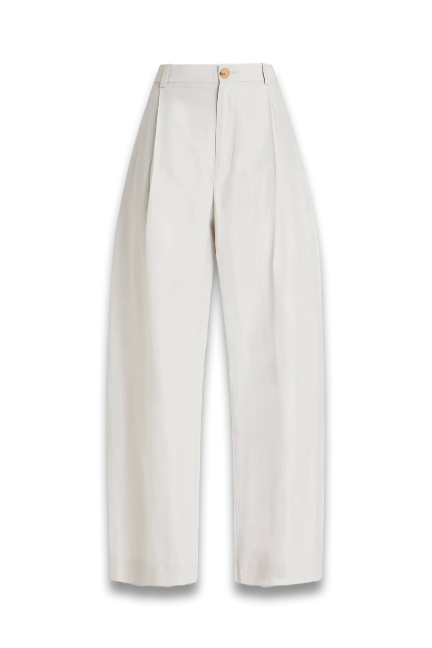 Pleated Slub Woven Wide-Leg Pants