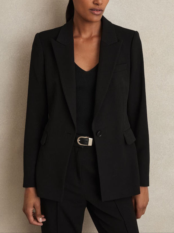 Gabi Tailored Single Breasted Suit Blazer in Black