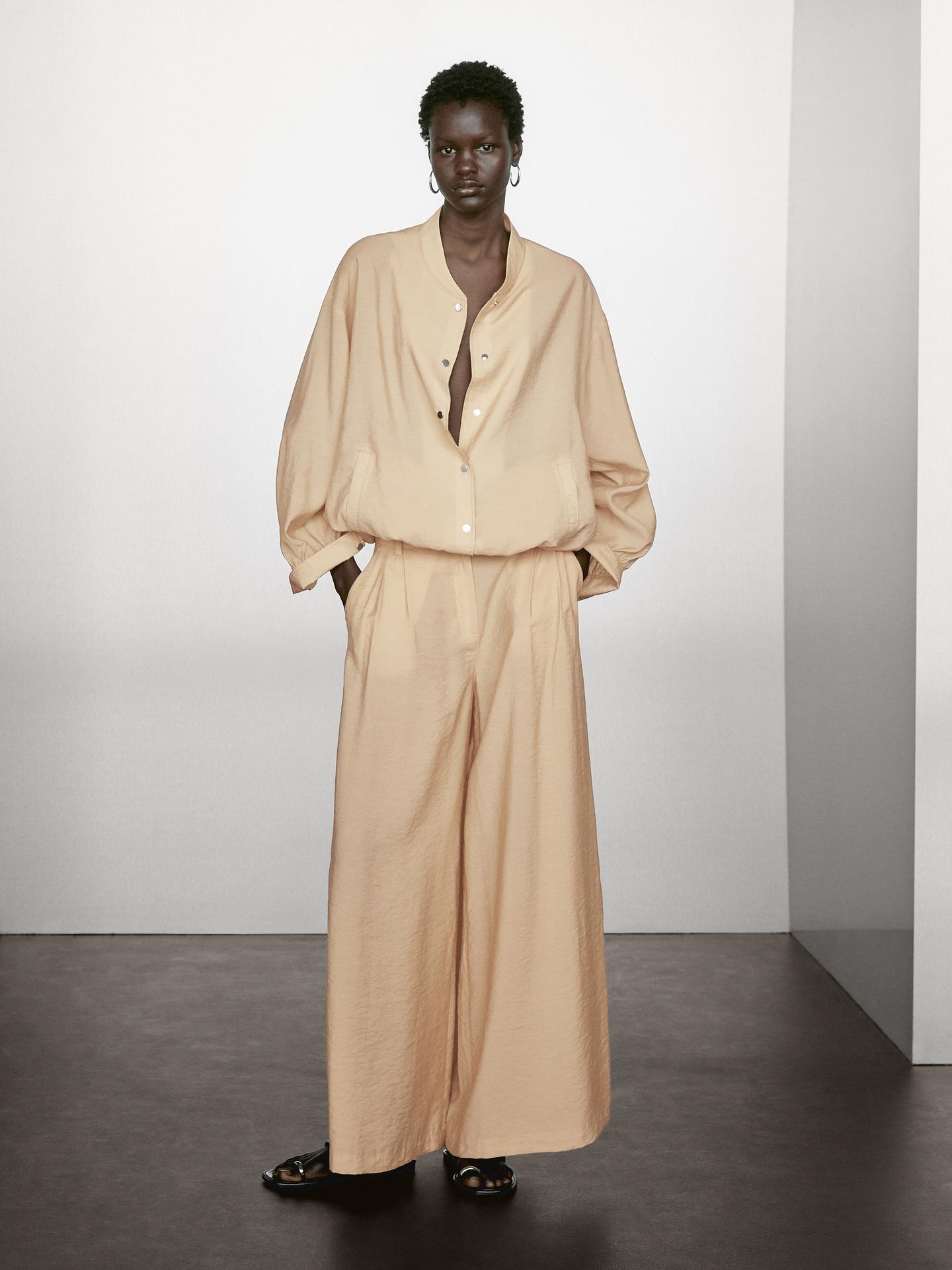 Loose-Fitting Bomber Jacket with Drawstring Detail