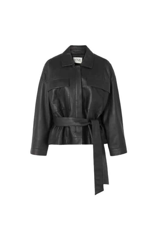 Rae Belted Leather Jacket