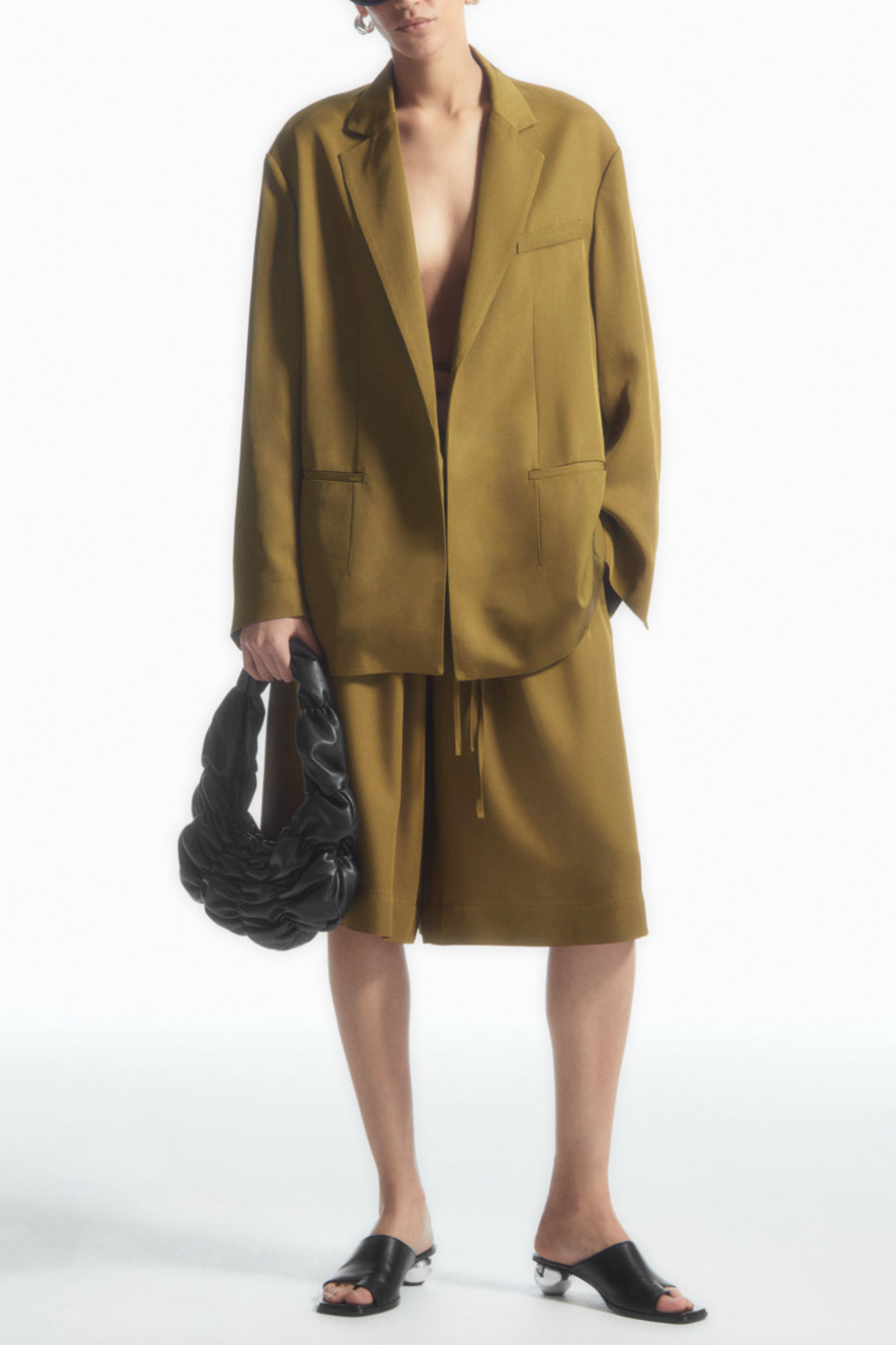Oversized Tie-Front Blazer And Wide-Leg Shorts