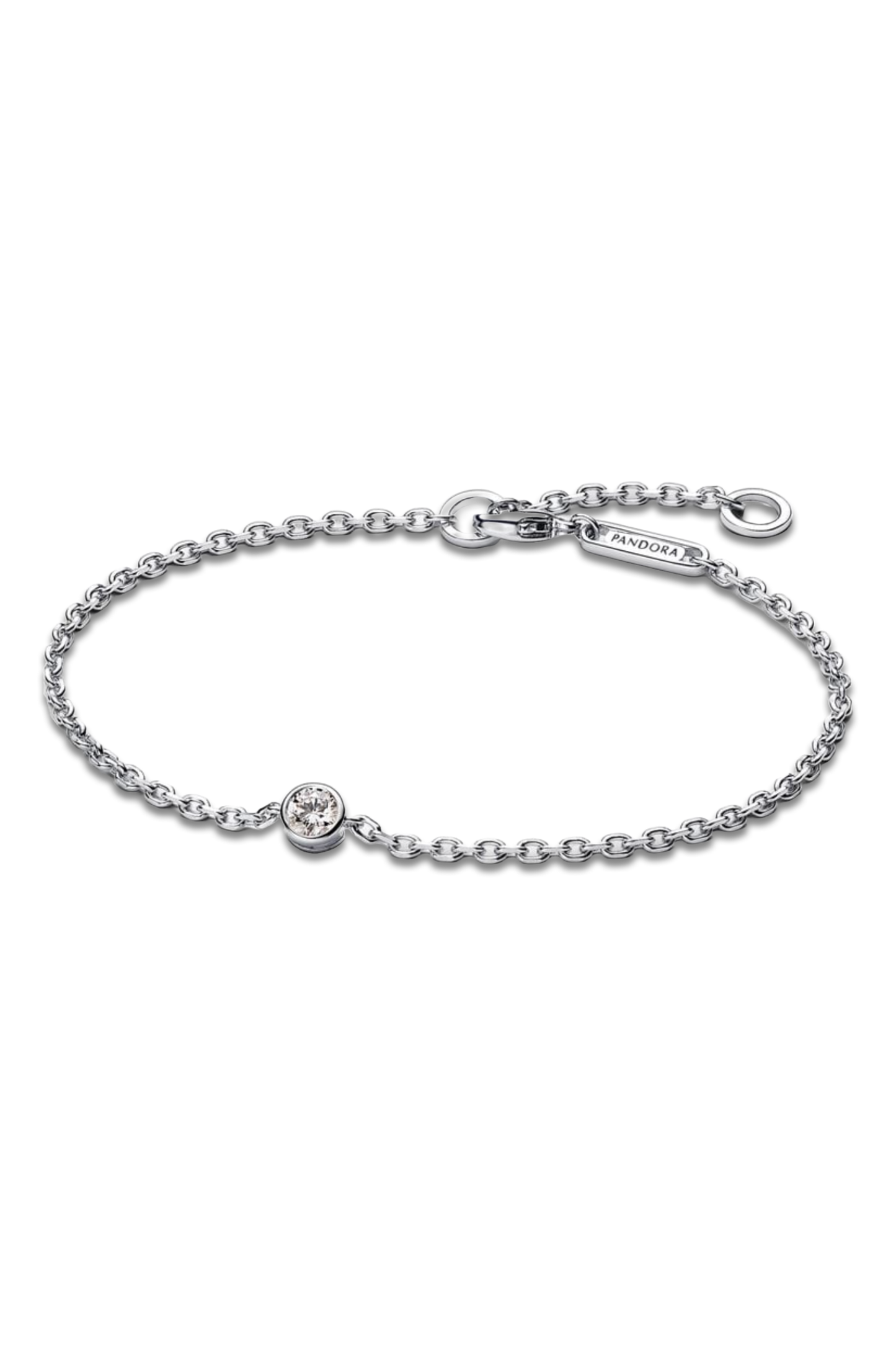 Pandora Era Bezel Sterling Silver Lab-grown Diamond Chain Bracelet