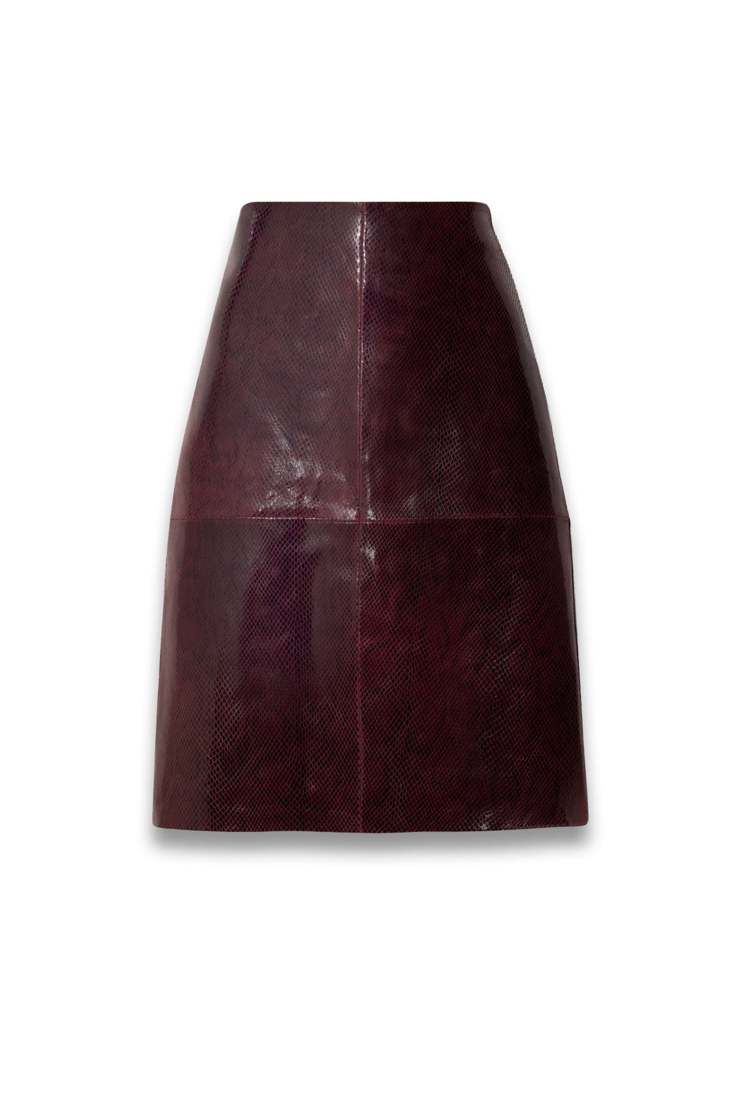 Paneled Snake-effect Patent-Leather Midi Skirt