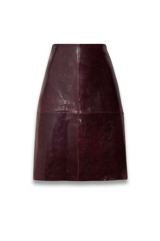 Paneled Snake-effect Patent-Leather Midi Skirt