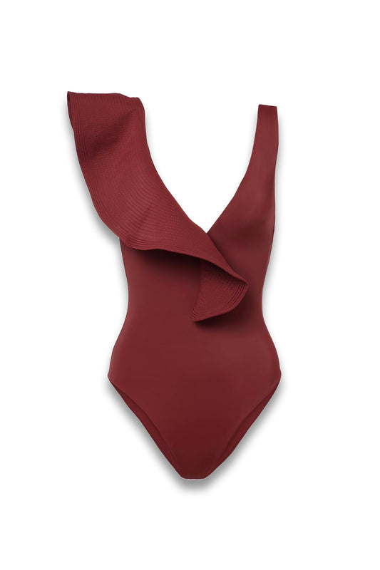 Boleros Asymmetric Ruffled Swimsuit