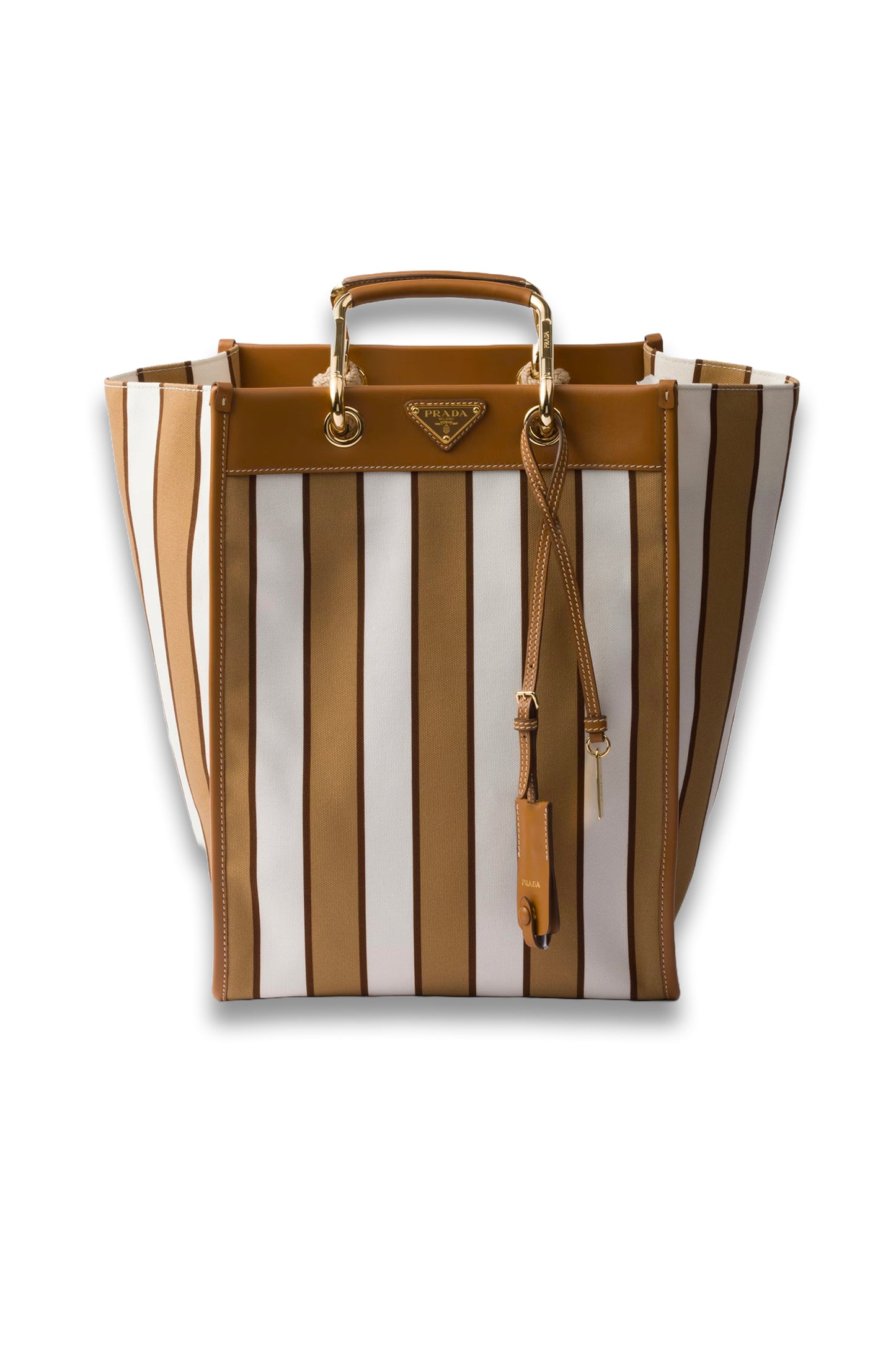 Large Printed Canvas and Leather Tote Bag