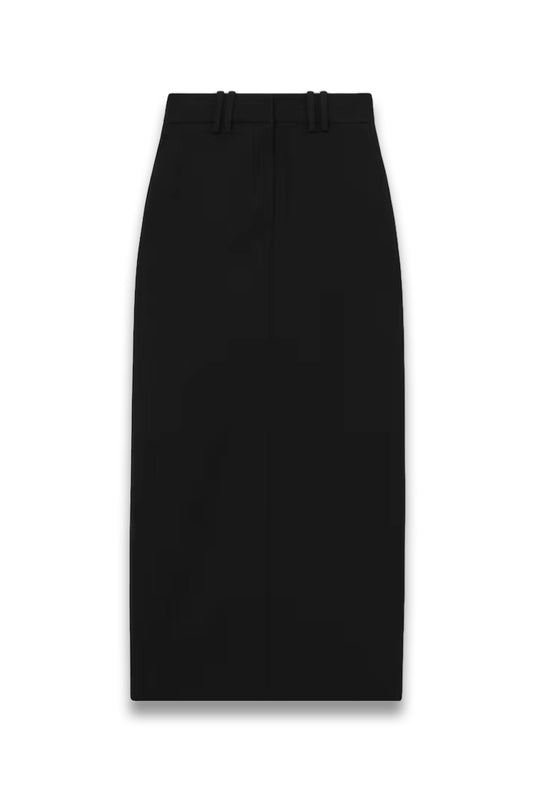 Wool-Blend Tailored Pencil Skirt in Black