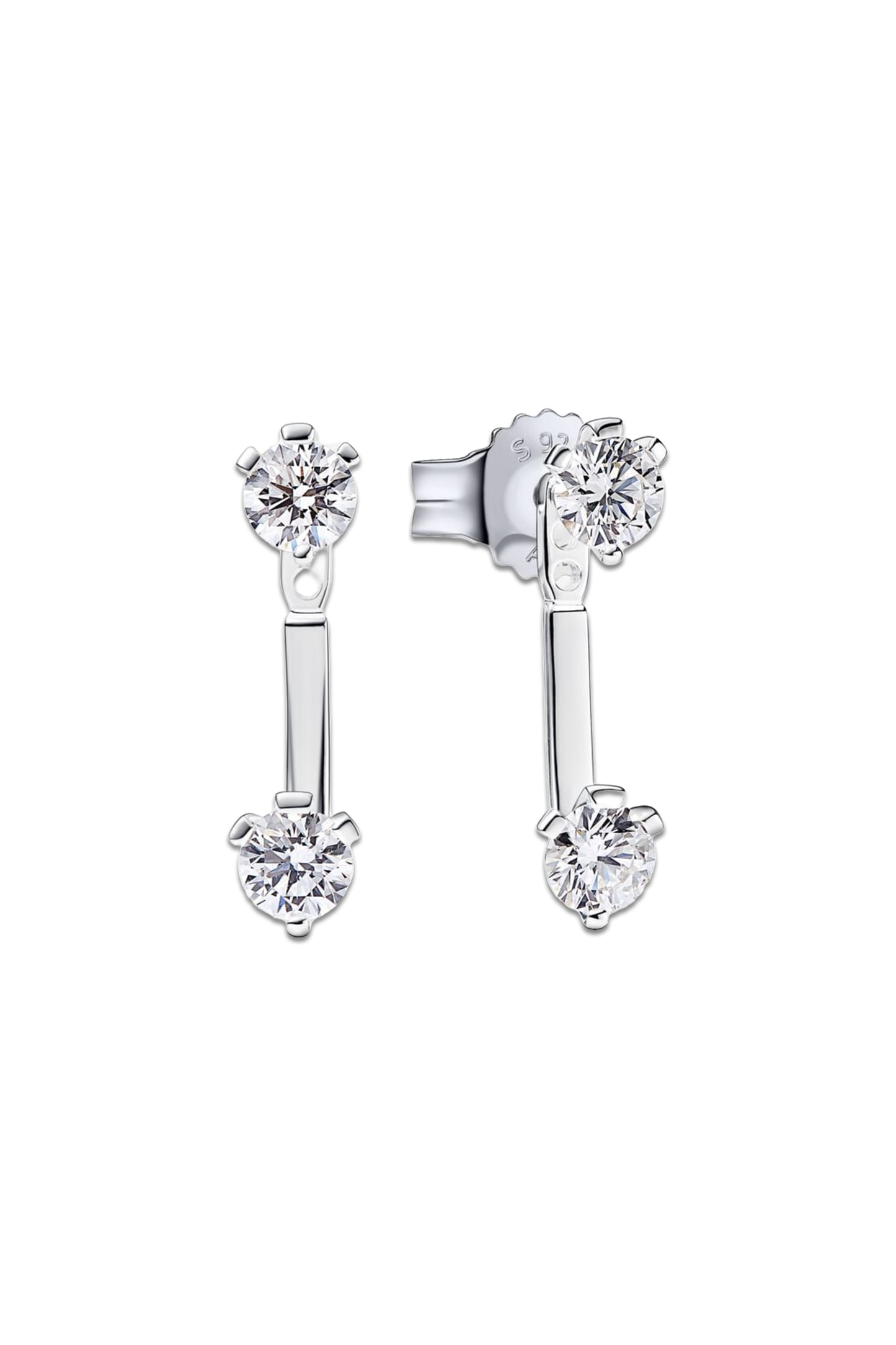 Pandora Nova Sterling Silver Lab-grown Diamond Stud Drop Jacket Earrings