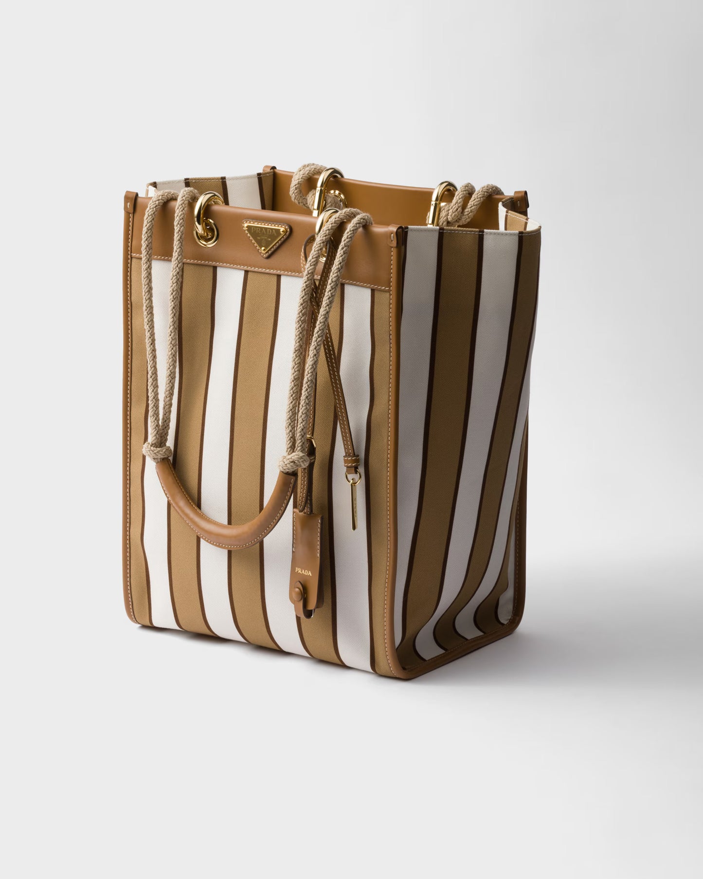 Large Printed Canvas and Leather Tote Bag