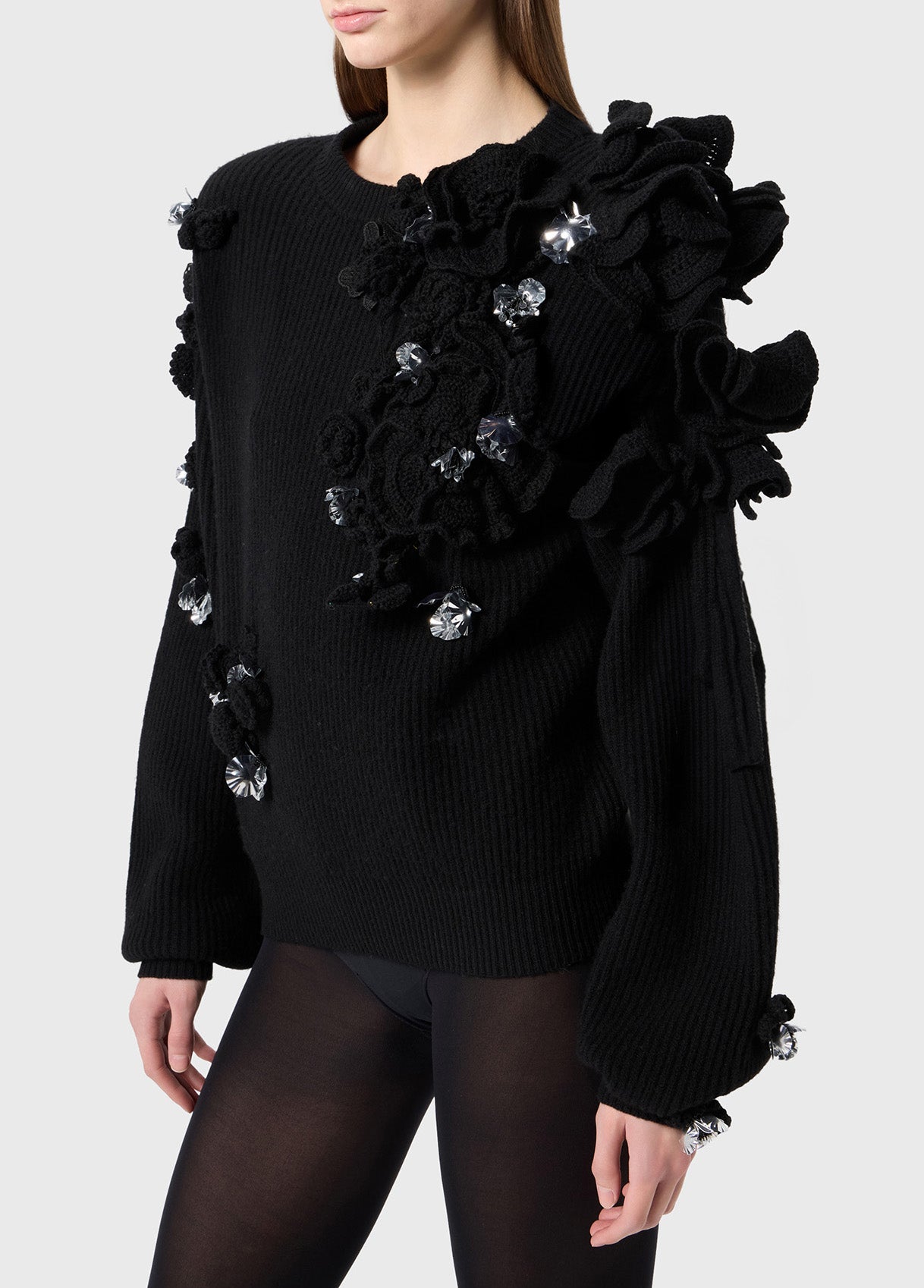 Wool Sweater with Embroidery and Applications