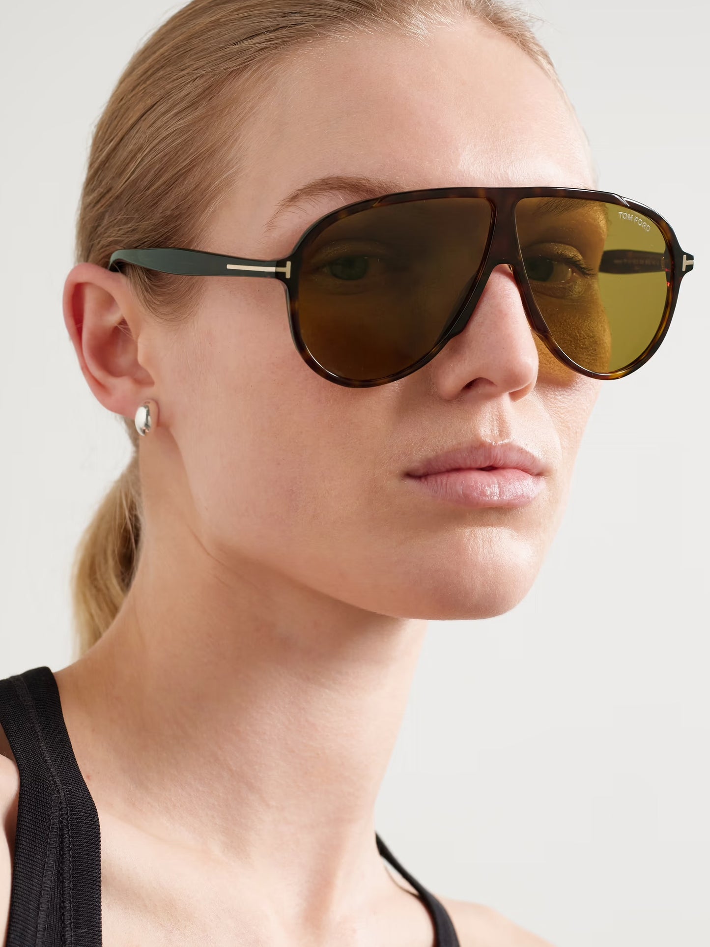 Aviator-Style Tortoiseshell Acetate Sunglasses