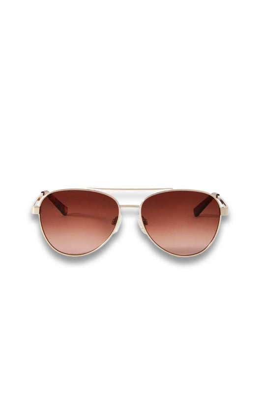 Gold Tone Gradient Aviator Sunglasses