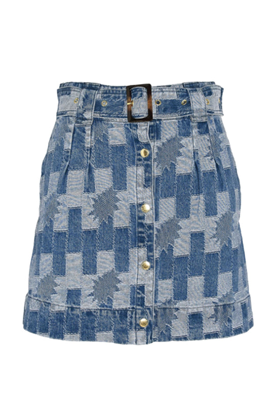 Bowhill Patchwork Denim Mini Skirt