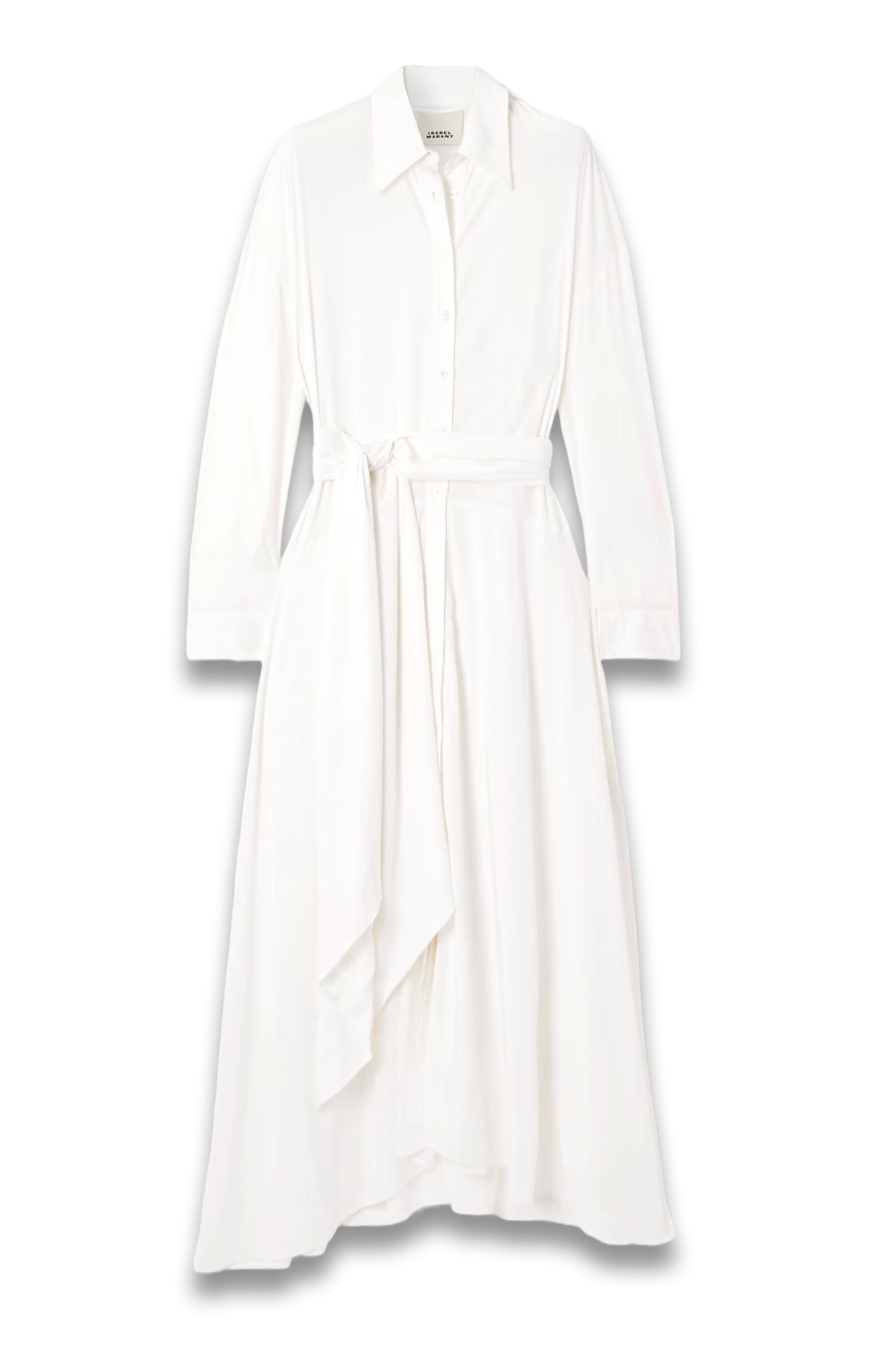 Samantha Belted Asymmetric Modal-Blend Midi Shirt Dress
